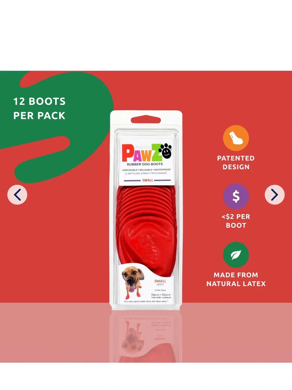 Protex Pawz Dog Boots Small Red Waterproof Rubber Paw Protectors NIP 12 Pack